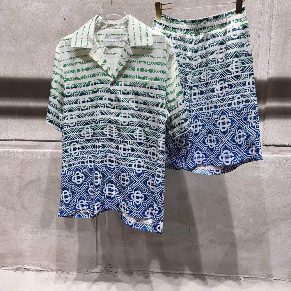 Green and Blue Patterned Men's Shirt